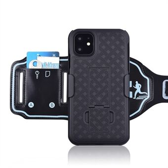 Nylon sportarmband geweven patroon pc-hoes met standaardhoes voor iPhone 11 Pro Max 6.5 inch