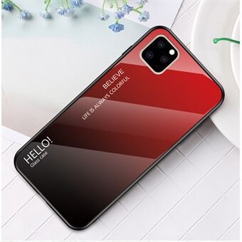 For iPhone 11 Pro Max 6.5 inch Gradient Color Tempered Glass PC TPU Hybrid Phone Case