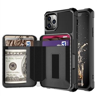 Zipper Wallet Leren Telefoonhoesje voor Apple iPhone 11 Pro Max 6.5 Inch - Zwart