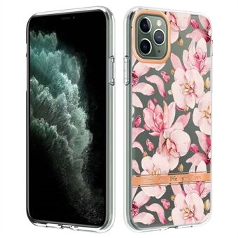 LB5 Series TPU Phone Case for iPhone 11 Pro Max 6.5 inch, Support Wireless Charging IMD IML Flower Patterns Electroplating Phone Protective Cover