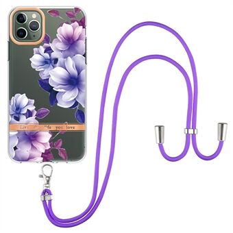 YB IMD-serie IML TPU-telefoonhoes voor iPhone 11 Pro Max 6.5 inch, anti-val gegalvaniseerd bloemenpatroon telefoonhoes