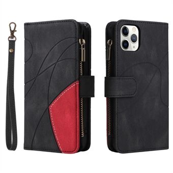 KT Multi-function Series-5 For iPhone 11 Pro Max 6.5 inch Zipper Pocket Cell Phone Case Bi-color Splicing PU Leather Dustproof Multiple Card Slots Zipper Pocket Smartphone Covering