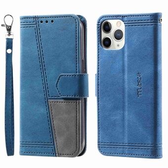 TTUDRCH For iPhone 11 Pro Max 6.5 inch 004 Splicing Leather Case RFID Blocking Wallet Stand Phone Cover Protector with Handy Strap