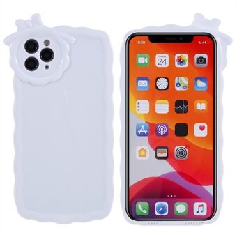 Voor iPhone 11 Pro Max 6.5 inch Effen Wit Glanzend Oppervlak Telefoon Case met 3D Cartoon Monster Ontwerp Scratch Smartphone Soft TPU Back Cover