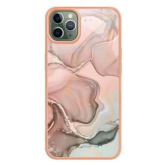 YB IMD Series-16 voor iPhone 11 Pro Max 6.5 inch Style E Marble Pattern Design Cover Electroplating Frame 2.0mm TPU IMD Flexible Phone Case - Roze