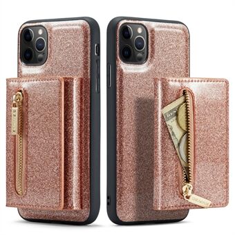 DG.MING M3-serie voor iPhone 11 Pro Max 6,5 inch Schokbestendig 2-in-1 Glitter Sprankelend Magnetisch Afneembare Ritsvak Cover Standaard PU-leer gecoat PC + TPU beschermende telefoonhoes