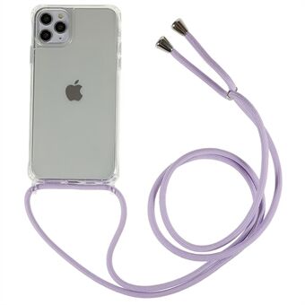Voor iPhone 11 Pro Max 6,5 inch TPU + acryl telefoonhoes antikras Scratch hoesje met verstelbaar koord
