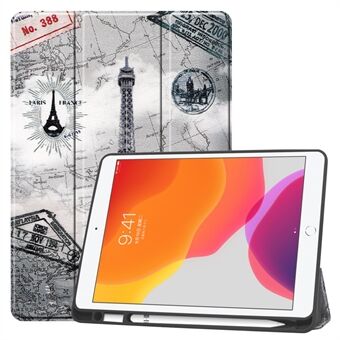 Tri-fold Stand met patroonprint TPU-lederen Smart tablethoes met Apple Pencil-sleuf voor iPad 10.2 (2021) / (2020) / (2019)