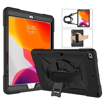 [Ingebouwde handhouderriem] 360° draaibare standaard PC + siliconen combo tabletbehuizing met schouderriem voor iPad 10.2 (2020) (2019)