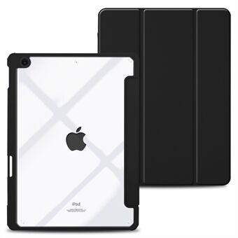 Trifold- Stand Auto Sleep / Wake Tablet Cover voor iPad 10.2 (2021) / (2020) / (2019), PU-leer + acryl + TPU-beschermhoes - zwart