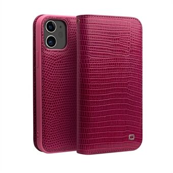 QIALINO Crocodile Texture Cowhide Leather Case Protector voor iPhone 12 mini - Rose