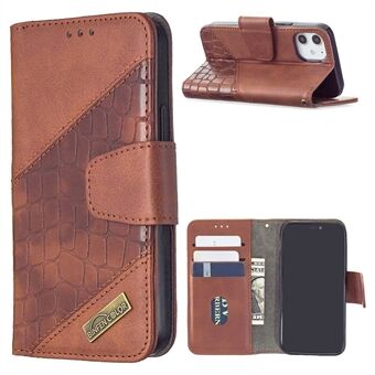 BF04 Splicing Crocodile Texture Wallet Stand Leather Case for iPhone 12 mini 5.4 inch