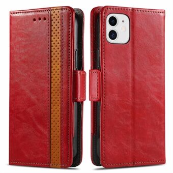CASENEO 002 Series For iPhone 12 mini 5.4 inch Business Style Splicing PU Leather Case Stand Shell Fall Proof Flip Folio Wallet Cover