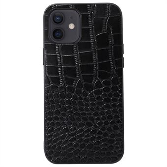 Voor iPhone 12 mini Echte Koeienhuid Lederen Coating PC + TPU Goed beschermd Krokodil Textuur Anti-val Telefoon Cover