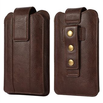 PU lederen portemonnee met dubbele zak Mobiele telefoon Riemclip Holster Cover Pouch Case Heuptas (L-formaat) voor Xiaomi Huawei iPhone