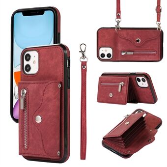 Voor iPhone 12 mini 5.4 inch RFID Blocking Card Bag Anti-drop Phone Case Kickstand PU Leather + TPU Cover
