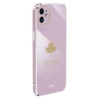 Voor iPhone 12 mini 5,4 inch Straight Edge TPU Cover 6D Electroplated Maple Leaf Phone Case