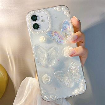 Beschermende telefoonhoes voor iPhone 12 mini, 3D vlinderbloem decor TPU telefoon achterkant