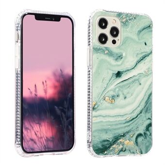 Voor iPhone 12/12 Pro Sparkling Marble Pattern TPU + Acryl Combo Back Shell