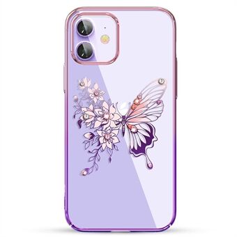 KINGXBAR Butterfly-serie Luxe geautoriseerde Swarovski-kristallen doorzichtige pc-telefoonhoes voor iPhone 12 Pro/ 12 - paars