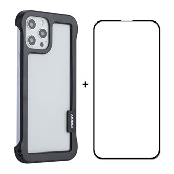 ENKAY Slim Phone Case + 9H Screenprotector van gehard glas voor iPhone 12 Pro 6.1 inch/12 6.1 inch frameloze warmteafvoer Telefoon Shell Valweerstand Beschermhoes