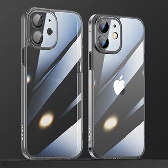 SULADA Crystal Steel Series voor iPhone 12 6.1 inch Transparant Galvaniseren TPU + Gehard Glas Case Anti-vergeling Telefoon Cover