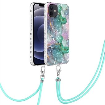 YB IMD Series-15 voor iPhone 12/12 Pro 6.1 inch 2.0 mm IMD IML Airbag TPU Case Beschermende telefoonhoes met lang koord - BK007