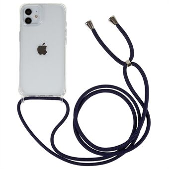 Voor iPhone 12 / 12 Pro 6,1 inch doorzichtig telefoonhoesje met verstelbaar koord Schokbestendig TPU + acryl achterkant