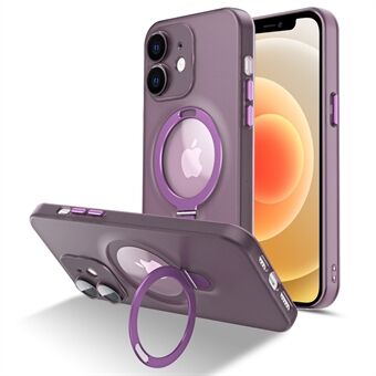 Magnetisch mat telefoonhoesje voor iPhone 12, PC+TPU glazen lensbeschermer telefoon standaard hoes