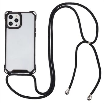 Voor iPhone 12 / 12 Pro Acryl + TPU Clear Phone Case Four Corner Anti-Collision Protection Cover met Lanyard