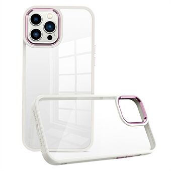 Voor iPhone 12 / 12 Pro 6,1 inch pc + TPU Clear Phone Case Metalen lensframe Shockproof Cover