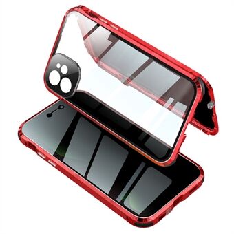 Lock Installatie Metalen Frame + Dubbelzijdig Gehard Glas + Lens Cover Anti-peep Case voor iPhone 12 Pro