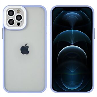 Voor iPhone 12 Pro 6.1-inch Anti-stof Metalen Knoppen Precieze Uitsparing TPU + PC Hybrid Case Glanzend Beschermende Telefoon Cover met Glas Lens Film