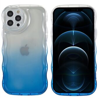 Voor iPhone 12 Pro 6.1 inch Golfvormige Edge Glossy Anti-val Shell Anti- Scratch Precieze Uitsparing TPU Telefoon Case