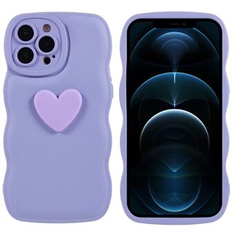 Voor iPhone 12 Pro 6.1 inch 3D Love Hartvorm Soft TPU Phone Case Golvende Edge Luchtkussen Drop Protection Cover: