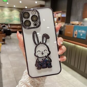 Voor iPhone 12 Pro 6.1 inch Quicksand Cute Rabbit Phone Case Clear TPU Beschermhoes met Anti- Scratch Film