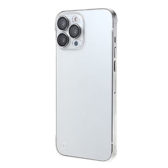 Voor iPhone 12 Pro Frameloze doorzichtige telefoonhoes Harde pc-achterkant met glazen lensbeschermer