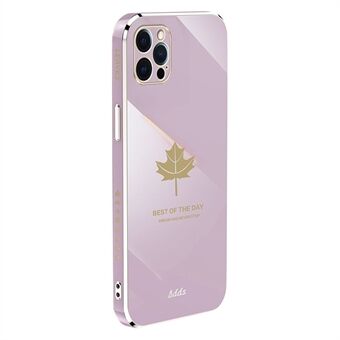 Voor iPhone 12 Pro 6,1 inch Straight Edge TPU-telefoonhoes Maple Leaf 6D Galvaniseren Case
