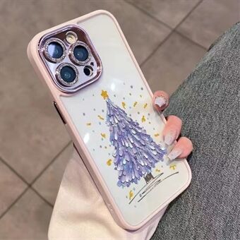 Voor iPhone 12 Pro TPU Kerstboompatroon Case Glitter Sparkle Camera Ring Telefoon Cover met Lens Film