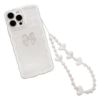 Kristalheldere telefoonhoes voor iPhone 12 Pro , flexibele TPU-telefoonhoes Bowknot Decor Shell met polsband