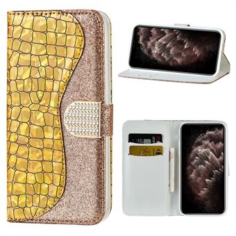 Krokodiltextuur + Flash Powder Leather Shell voor iPhone 12 Pro Max 6,7 inch