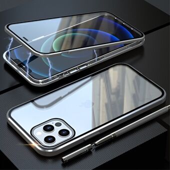 LUPHIE dubbelzijdig magnetisch metalen frame van gehard glas mobiele telefoonhoes voor iPhone 12 Pro Max hoesje