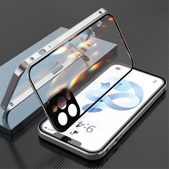 Magnetisch metalen frame + dubbelzijdig gehard glas Full Cover Camera Beschermhoes Shell voor iPhone 12 Pro Max