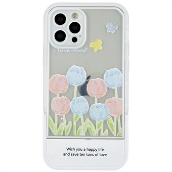 Voor iPhone 12 Pro Max 6.7 inch Afdrukken Tulpen Bloemen Patroon Telefoon Case Soft TPU Anti-Fall Camera Beschermhoes met Kickstand: