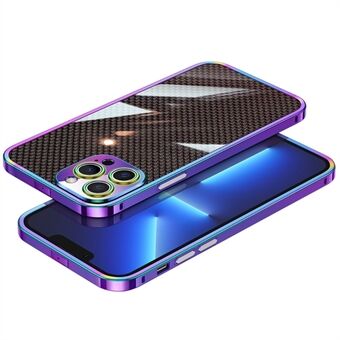 Voor iPhone 12 Pro Max 6.7 inch metalen lensbeschermer telefoon roestvrij Steel frame bumperhoes met koolstofvezel aramidevezel achterkant film - meervoudig