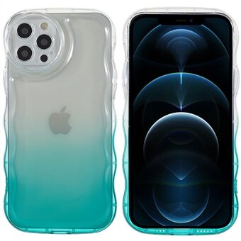 Voor iPhone 12 Pro Max 6.7 inch Golfvormige Edge Anti-val Gradiënt Cover Glossy Precieze Uitsparing TPU Telefoon Case