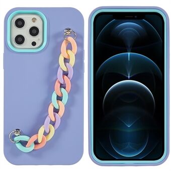 Rubberen telefoonhoes voor iPhone 12 Pro Max 6,7 inch anti-drop telefoonhoes Afneembare TPU + pc-telefoonhoes met riem