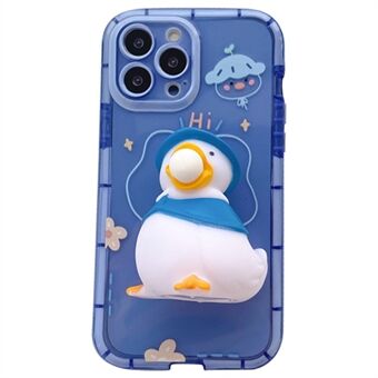 Voor iPhone 12 Pro Max 6,7 inch Noctilucent Luminous Phone Case 3D Squishy Duck Decor TPU Cover