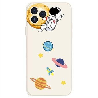 Voor iPhone 12 Pro Max 6,7 inch Cartoon Astronaut Planet Pattern Zachte TPU-telefoonhoes Drop-proof Cover