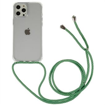 Voor iPhone 12 Pro Max 6,7 inch Clear Phone Case met Verstelbare Lanyard Anti-collision TPU + Acryl Back Cover